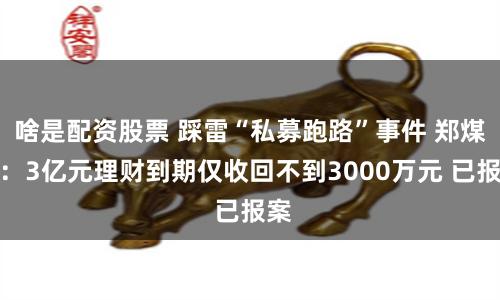 啥是配资股票 踩雷“私募跑路”事件 郑煤机：3亿元理财到期仅收回不到3000万元 已报案