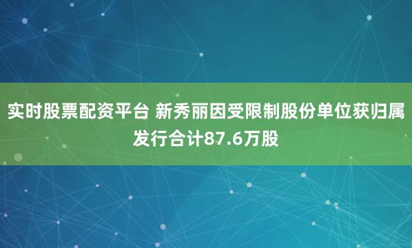 实时股票配资平台 新秀丽因受限制股份单位获归属发行合计87.6万股